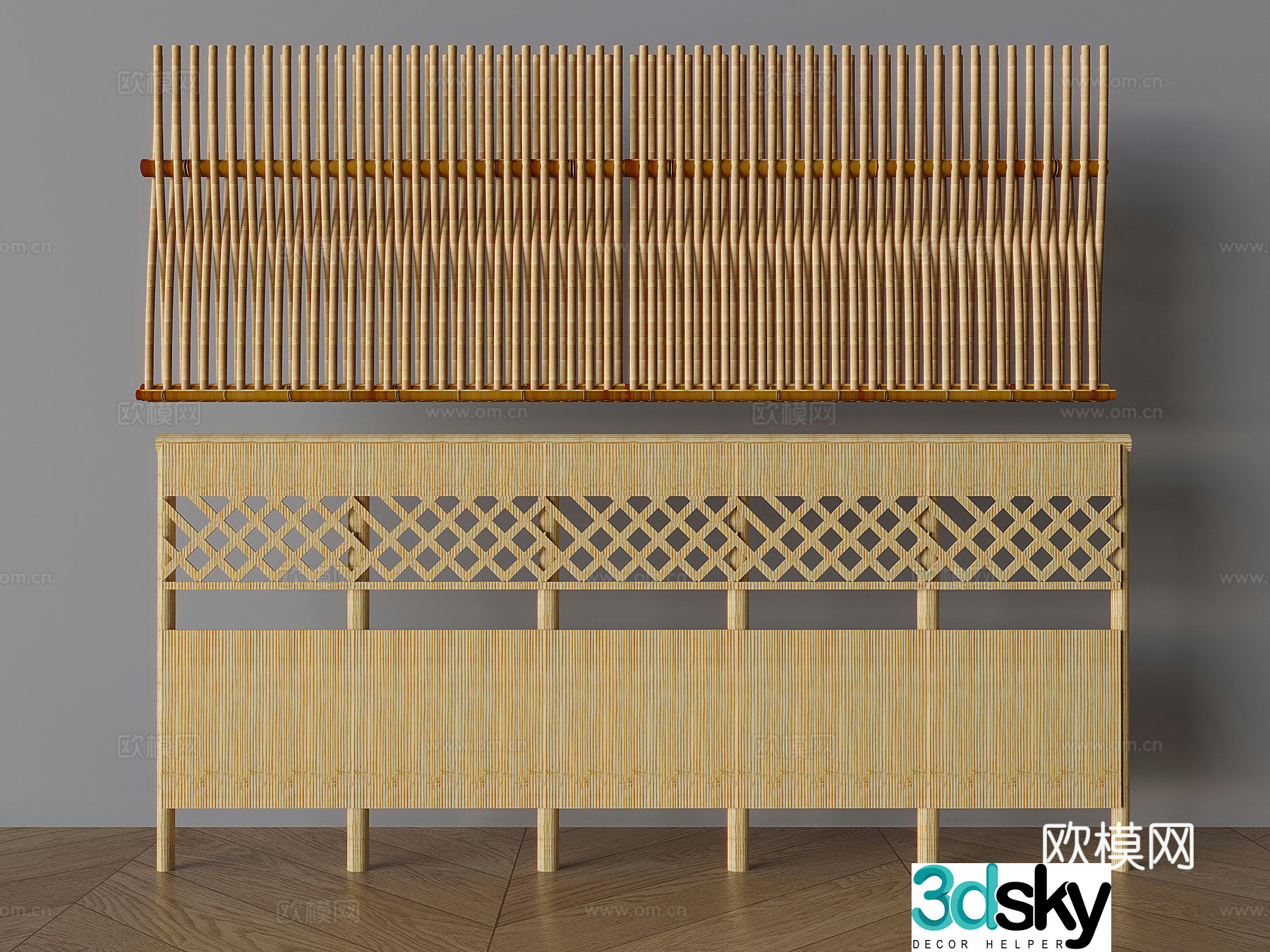Bamboo fence fence garden fence partition guardrail 3d model