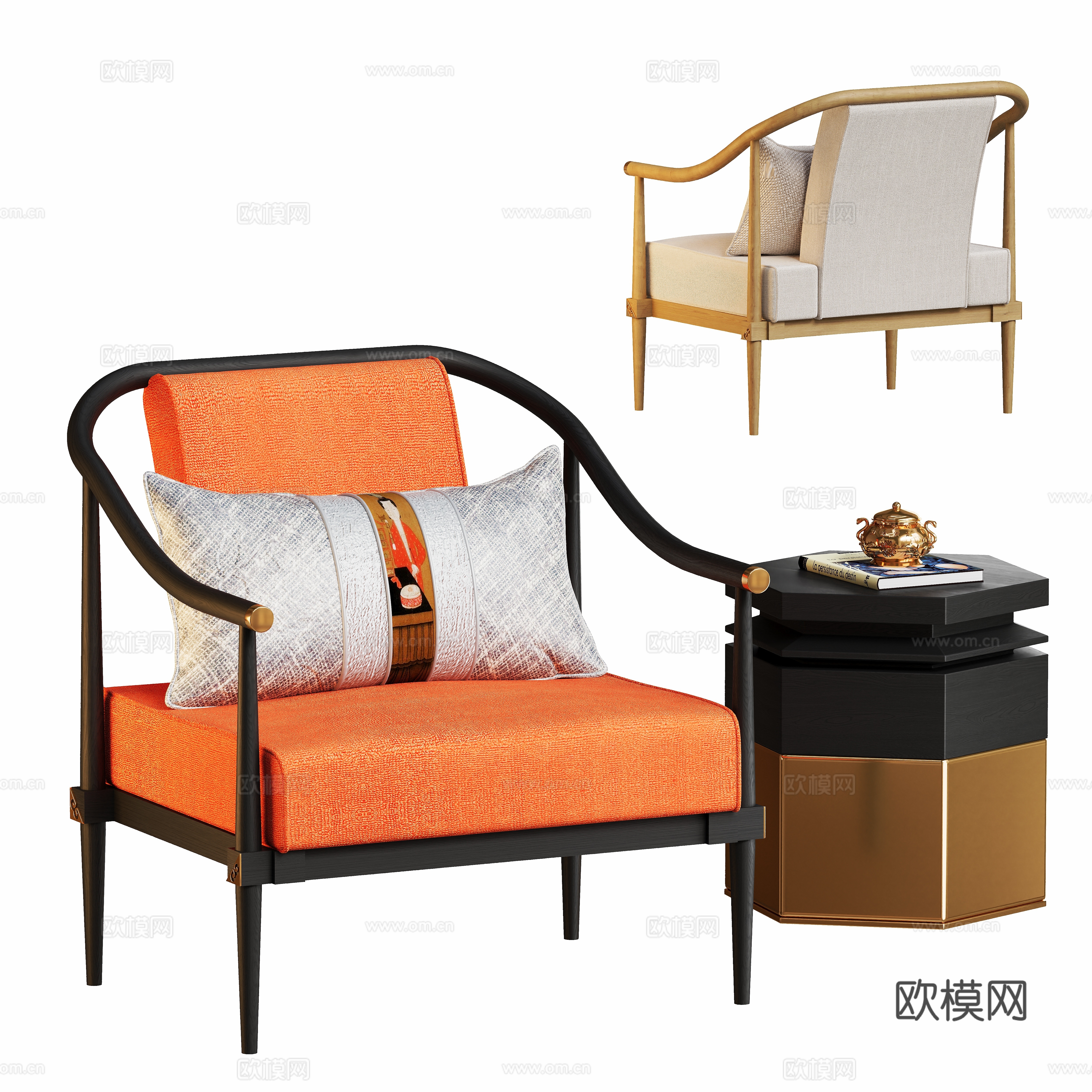 New Chinese style leisure chair sofa 3d model