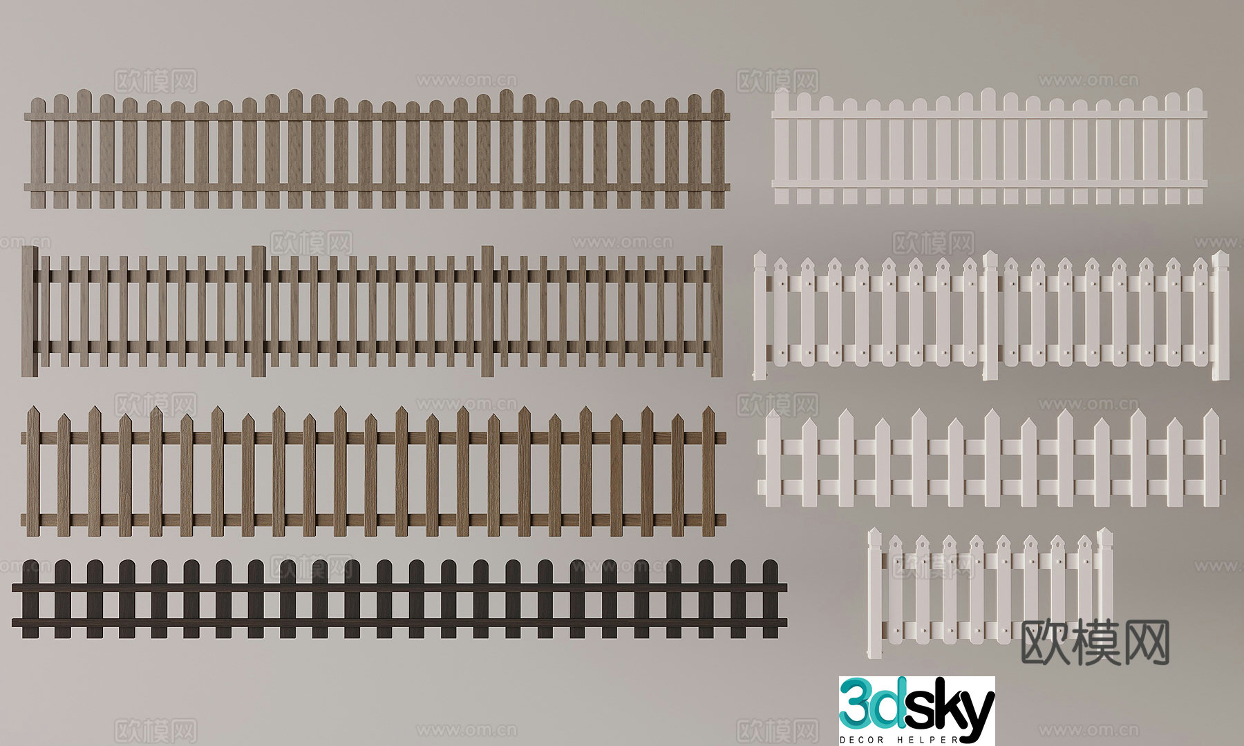 Fence fence isolation fence wooden fence guardrail railing garden wooden fence fence 3d model