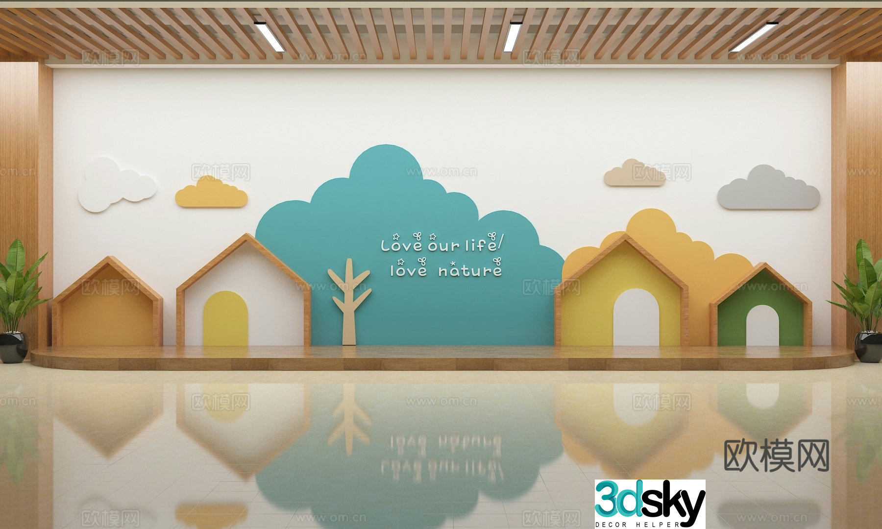Kindergarten cultural wall 3d model