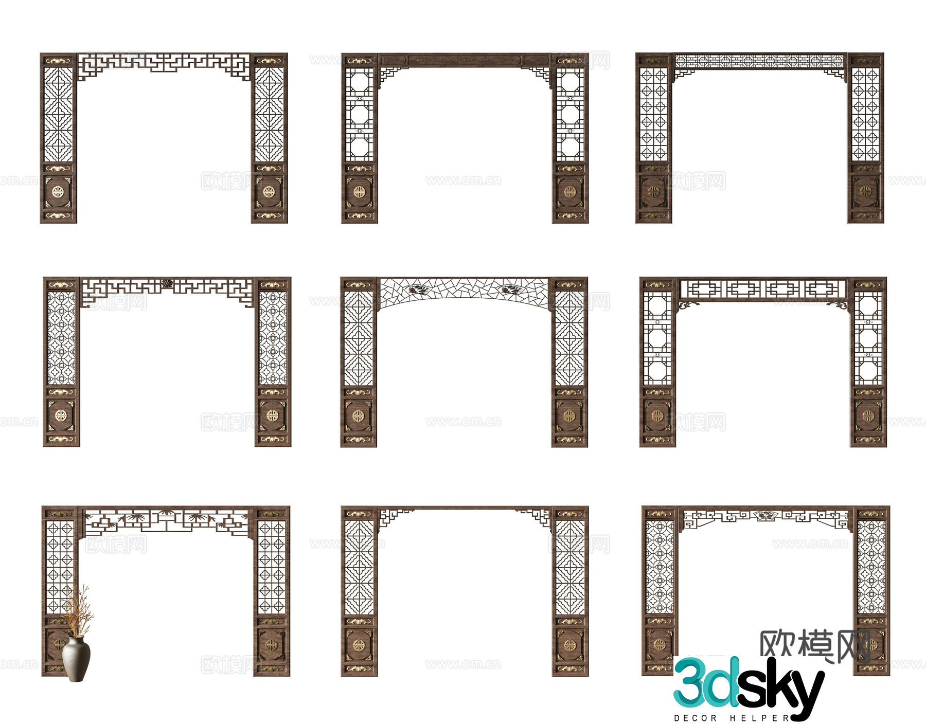 Chinese screen door opening 3D model