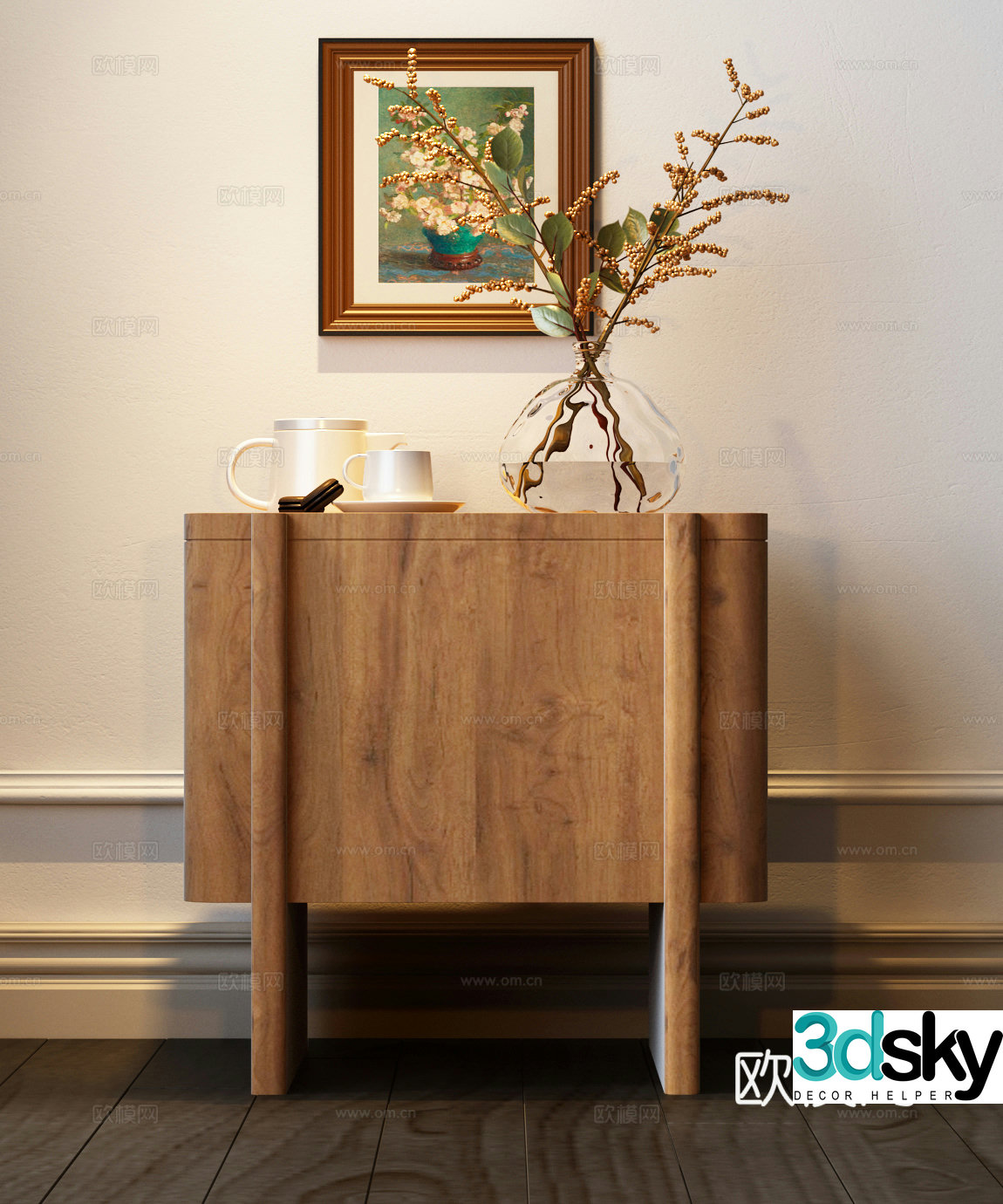Modern medieval bedside table Modern bedside table 3d model