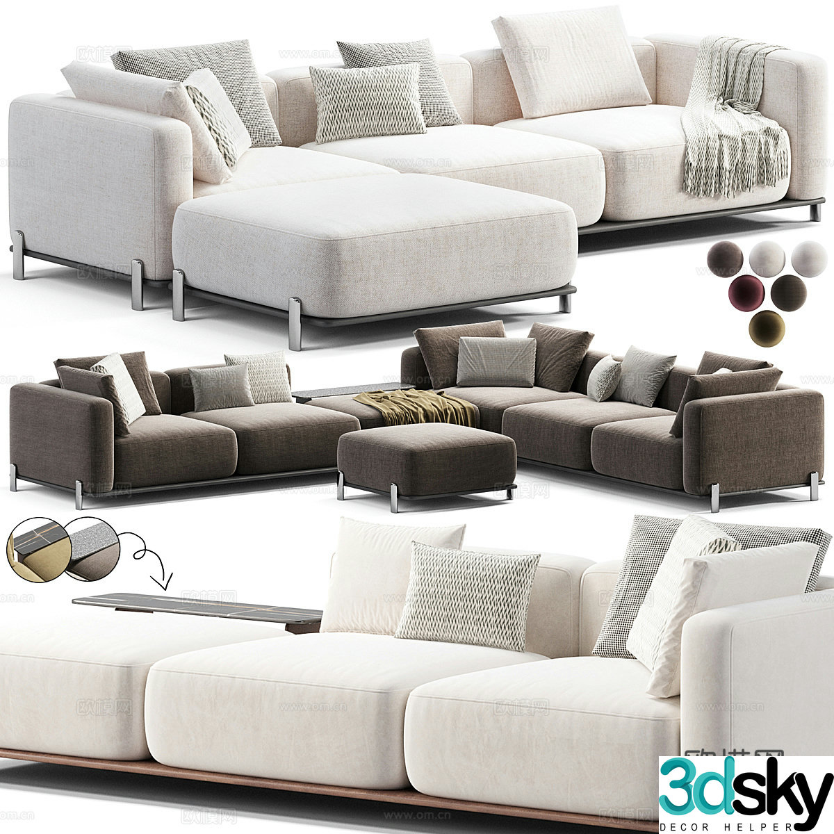 Modern Italian Poliform Brera Combination Sofa 3D Model