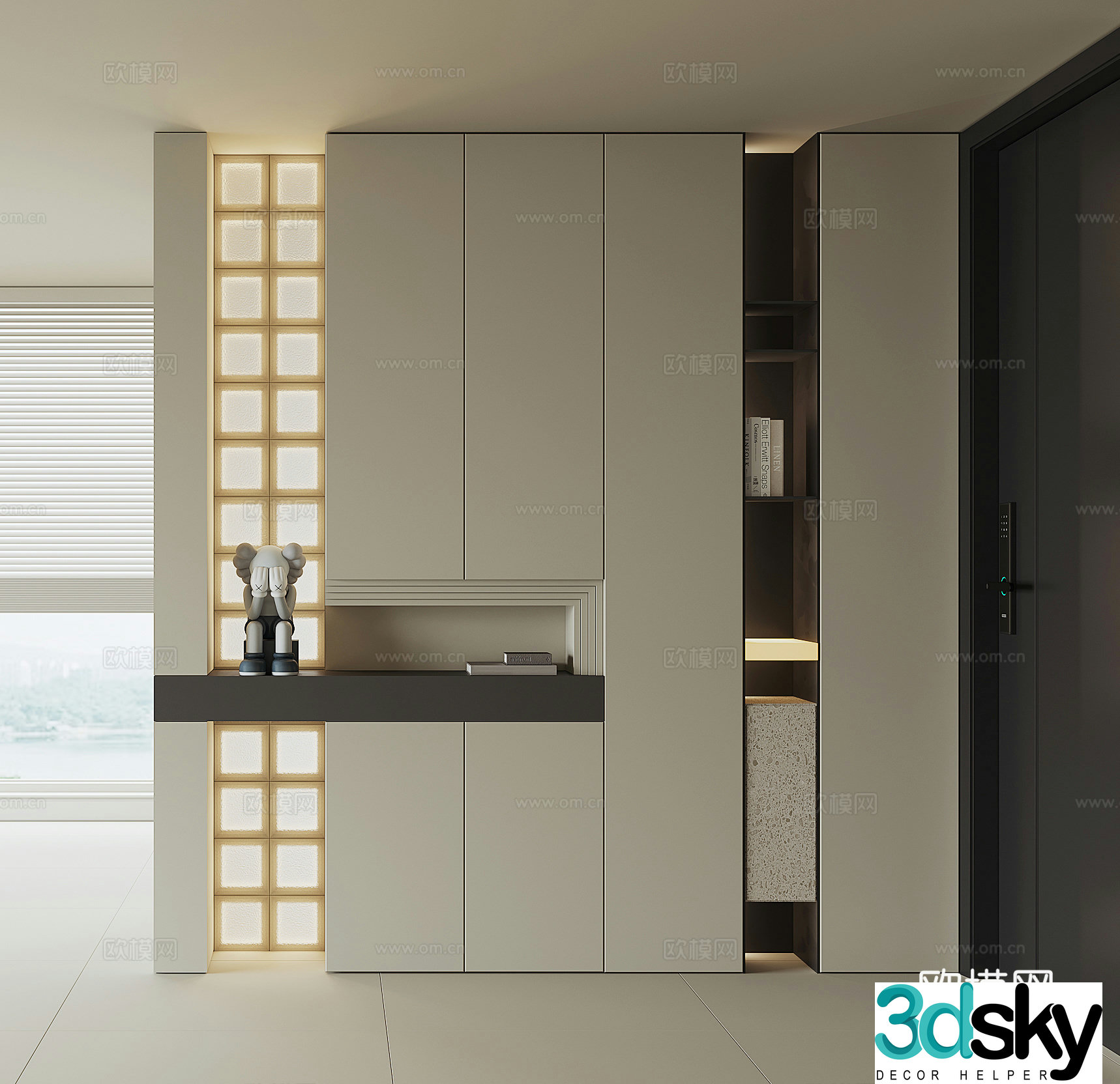 Modern home entrance shoe cabinet 3D model