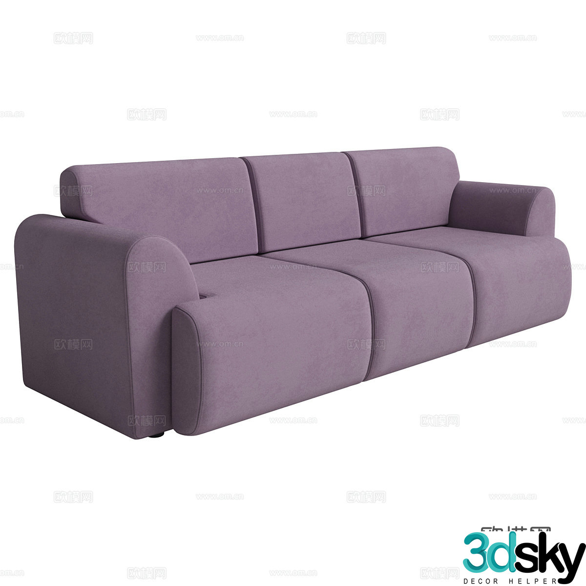 Modern simple double sofa double sofa living room sofa purple double sofa 3D model