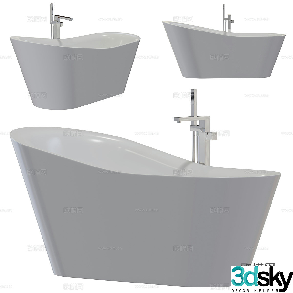 Modern ceramic bathtub Acrylic bathtub 3d model