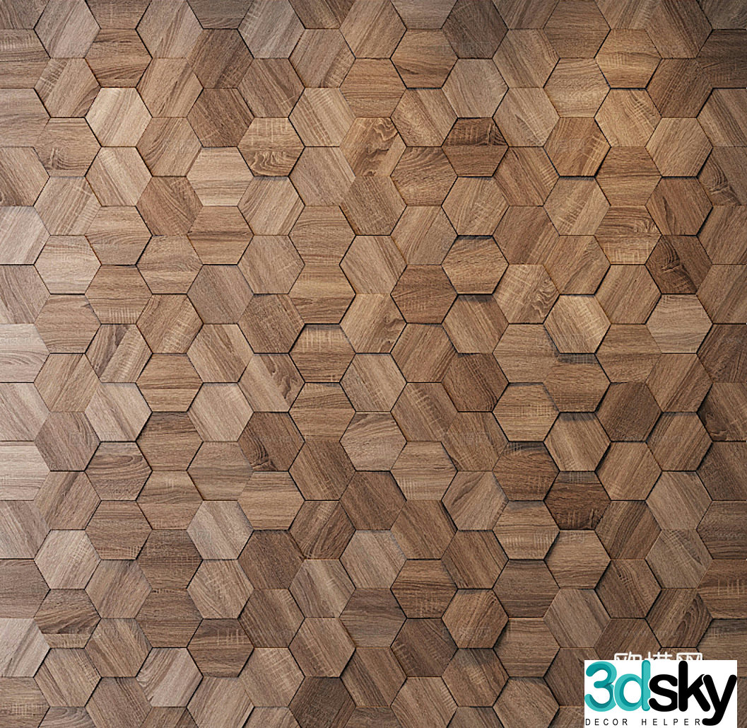 Modern hexagonal model wall panel 3d model