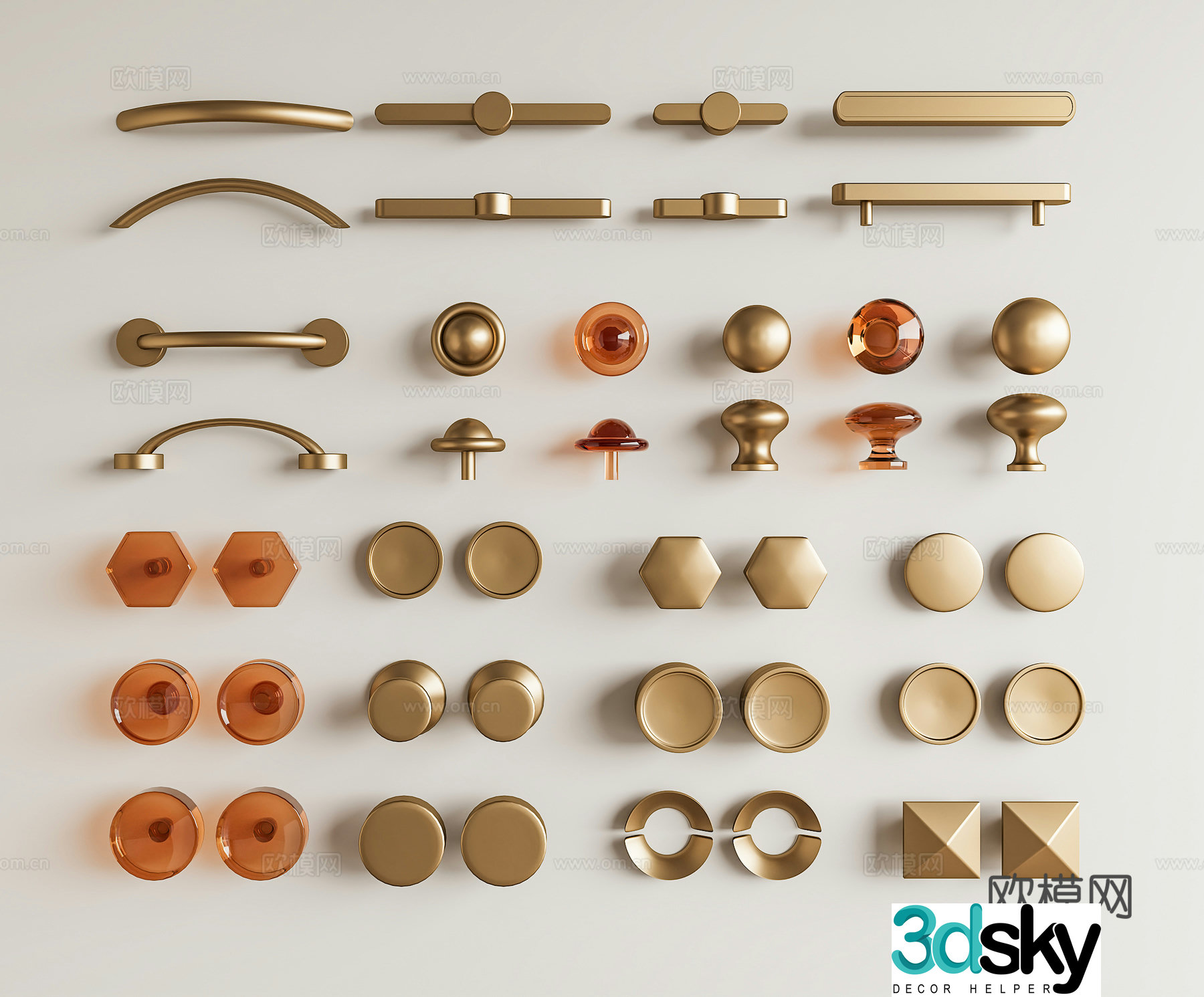French cabinet door handle cabinet door handle round handle metal handle crystal handle 3d model