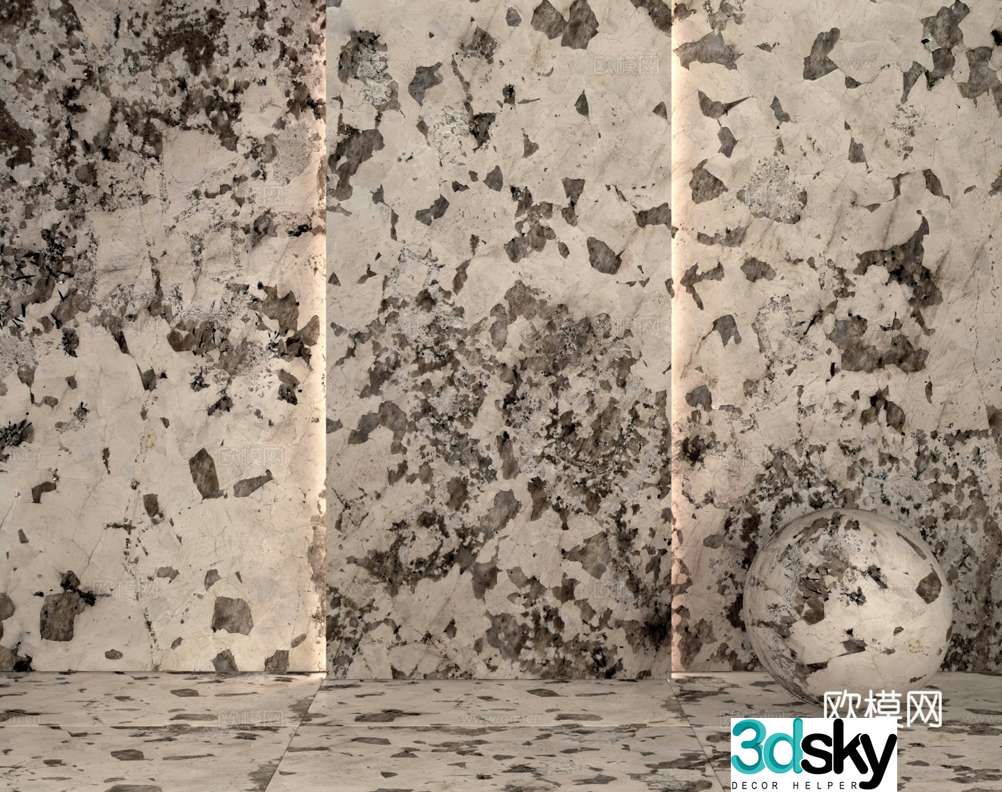 Patagonia quartzite luxury stone marble wall 3d model