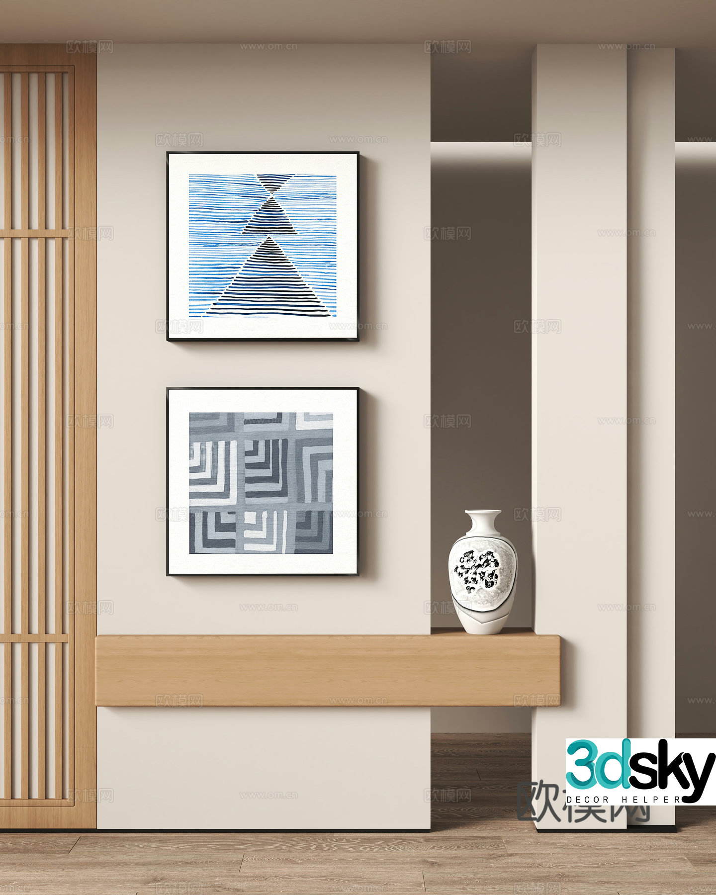 Wasabi style decoration hanging painting Japanese style hanging painting 3D model