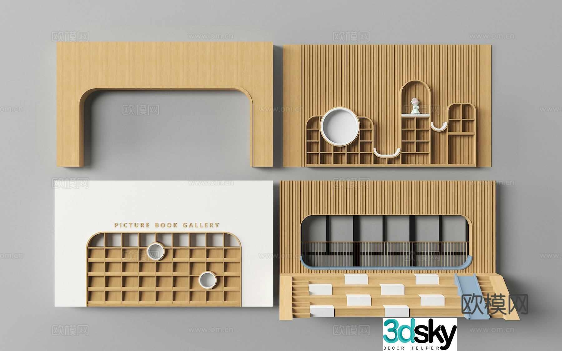 Library background wall Library bookshelf 3d model