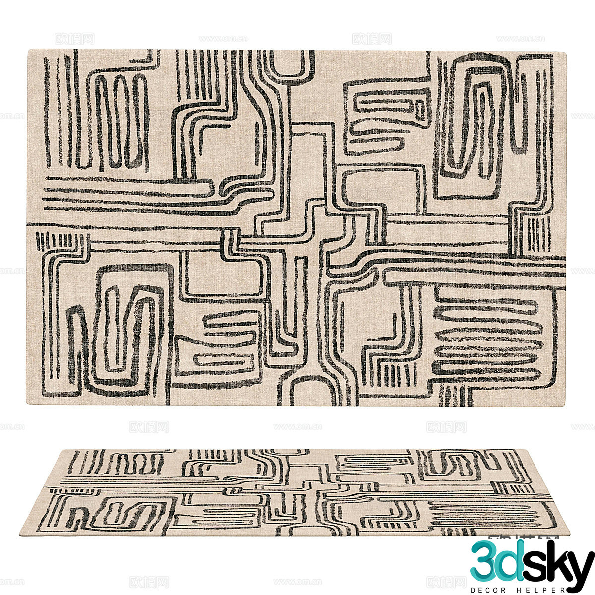 Malene Barnett Kassena and ivory carpet 3d model