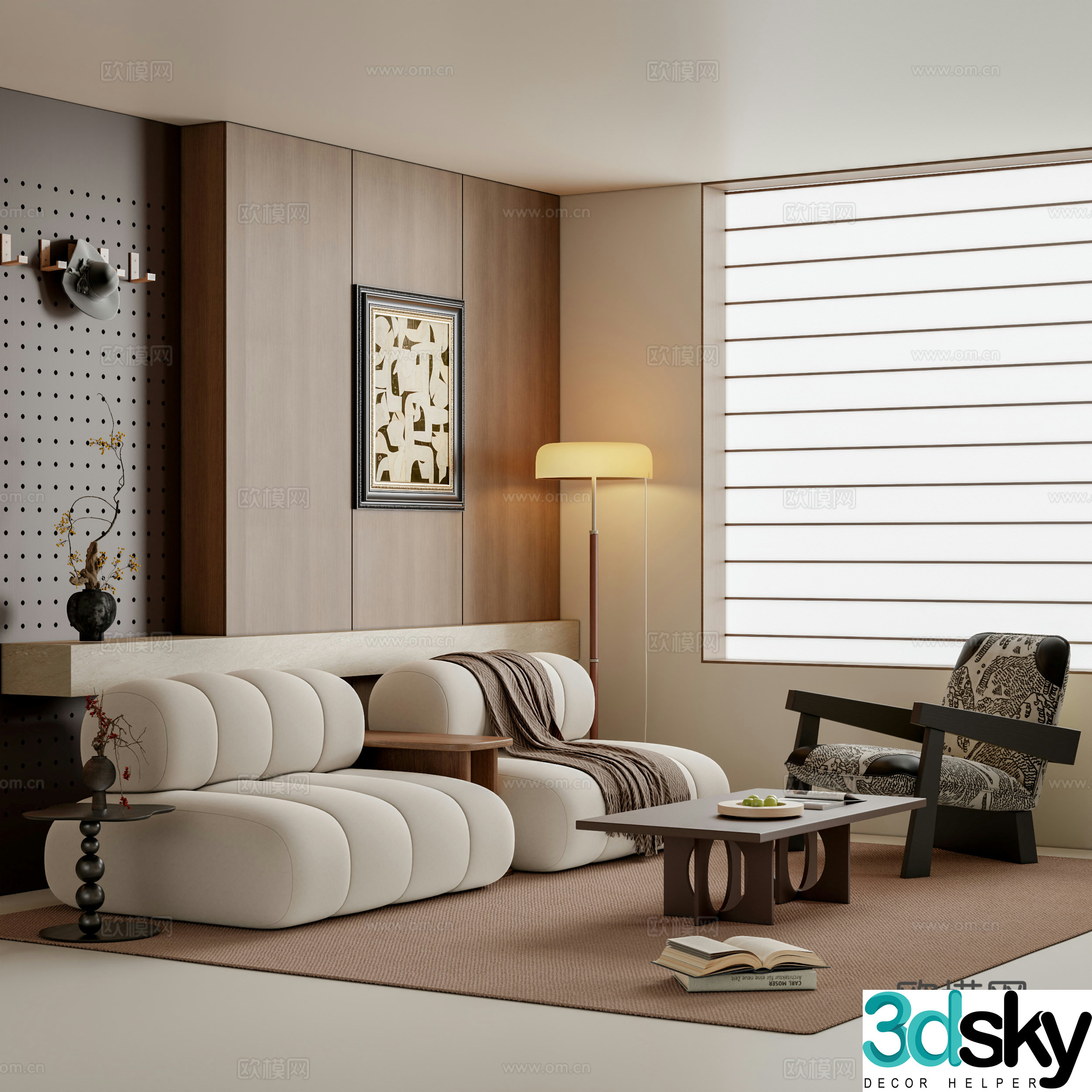 Middle-aged living room 3d model