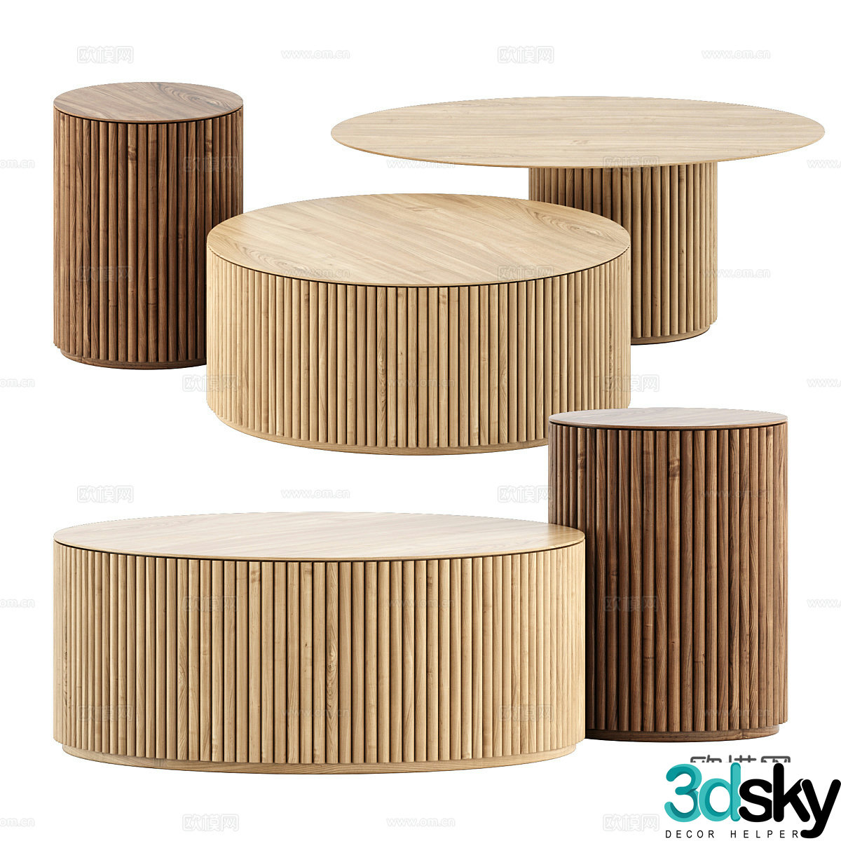 New Chinese solid wood round coffee table 3D model