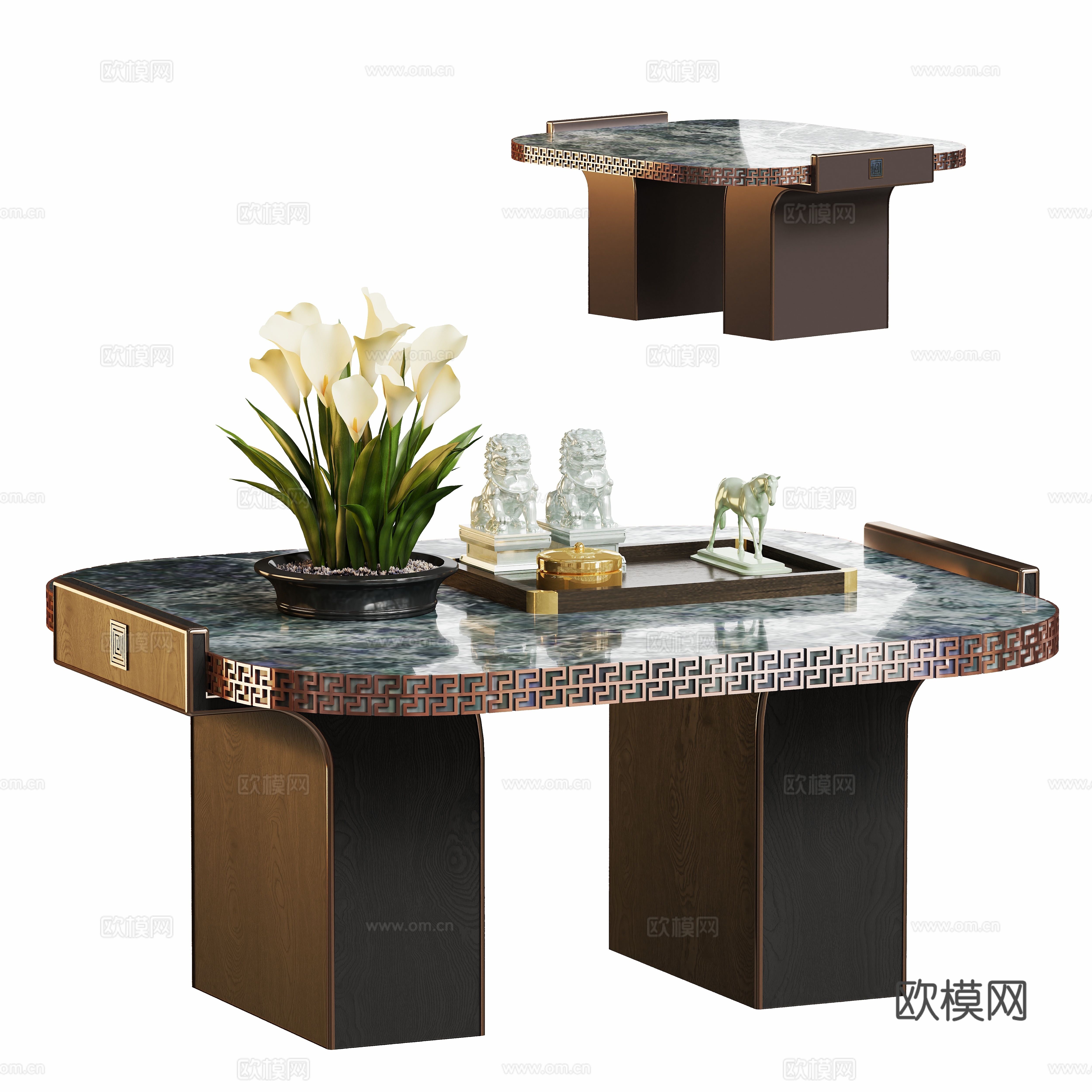 New Chinese marble light luxury coffee table 3D model