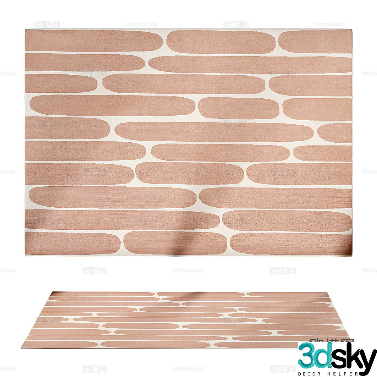 Modern cream style fabric carpet 3d model
