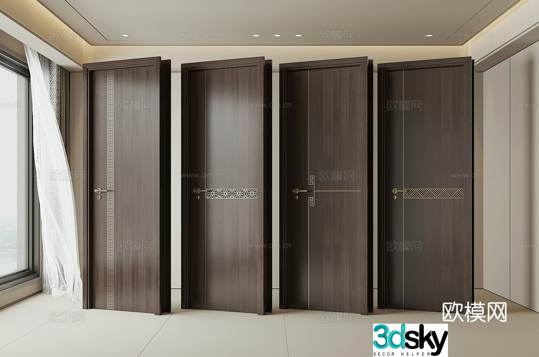 New Chinese style room door 3D model