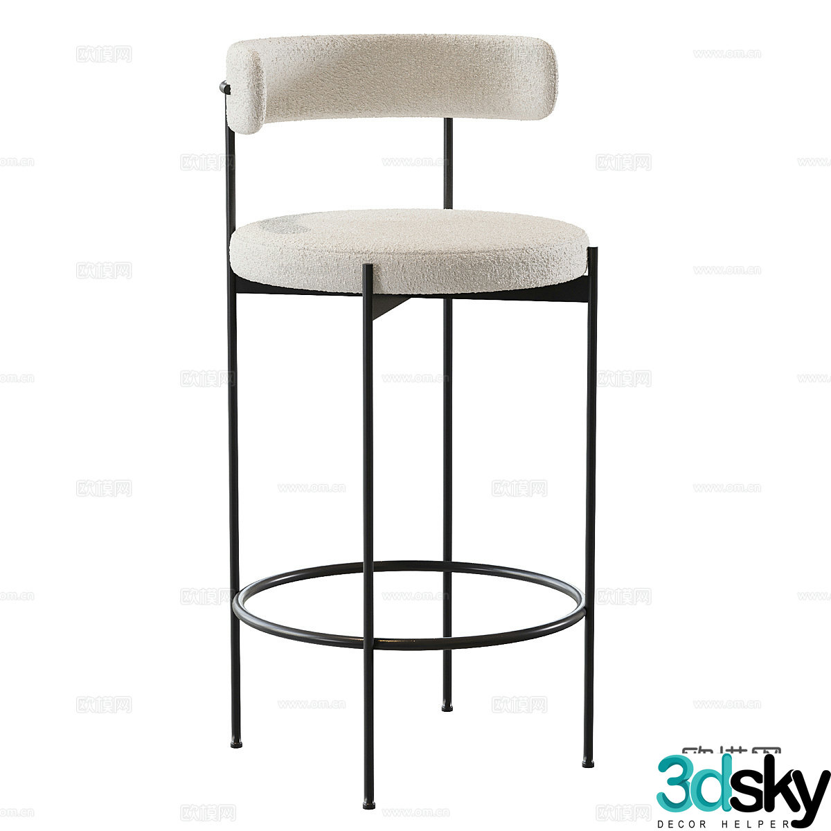 Modern Cream Style Liberda Bar Chair 3D Model