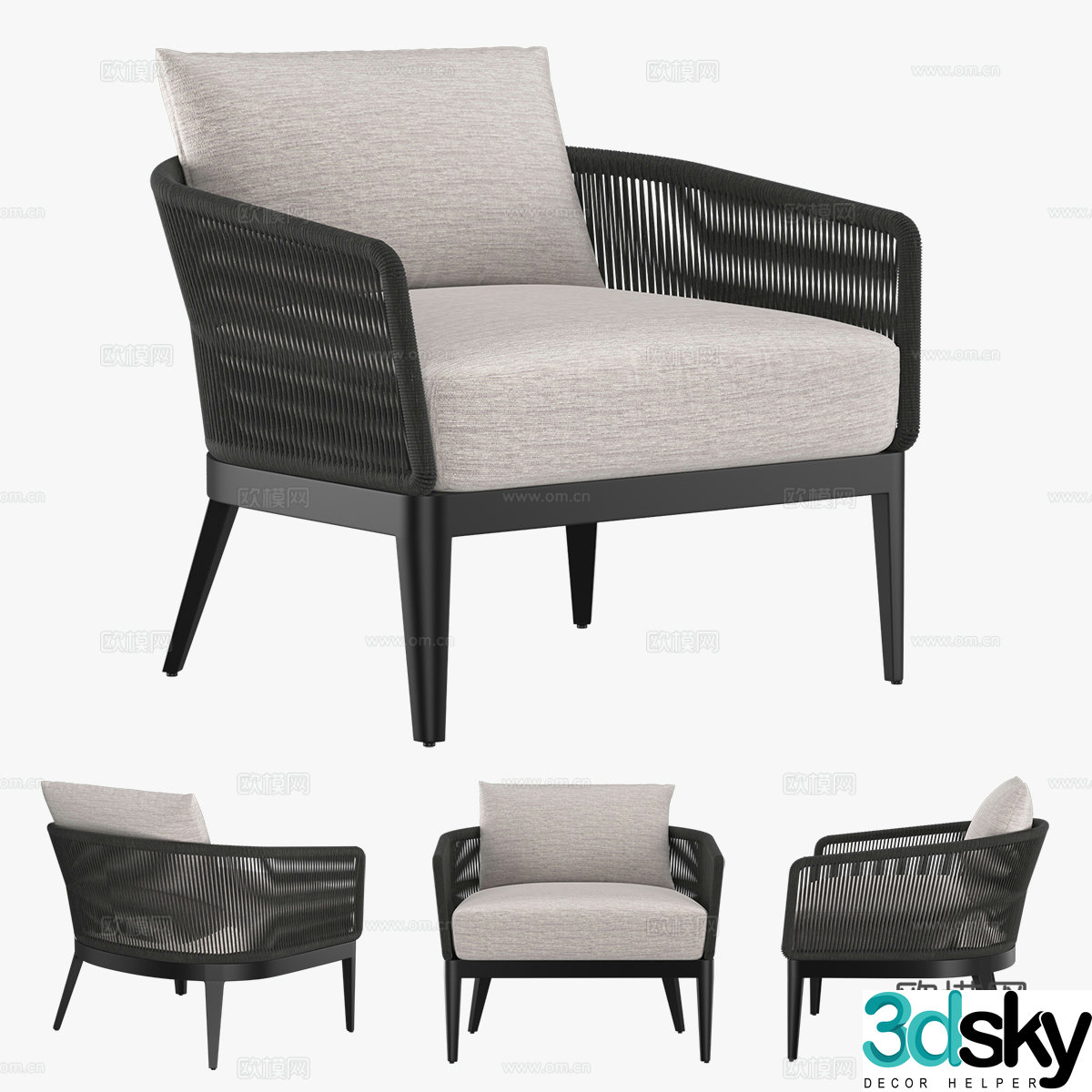 New Chinese style HAMILTON leisure chair 3d model