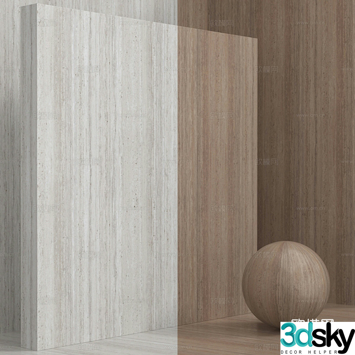 Modern woodgrain stone 3d model