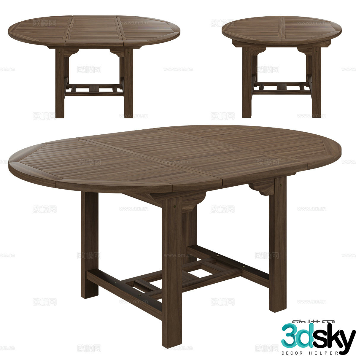 New Chinese style solid wood dining table round dining table 3D model
