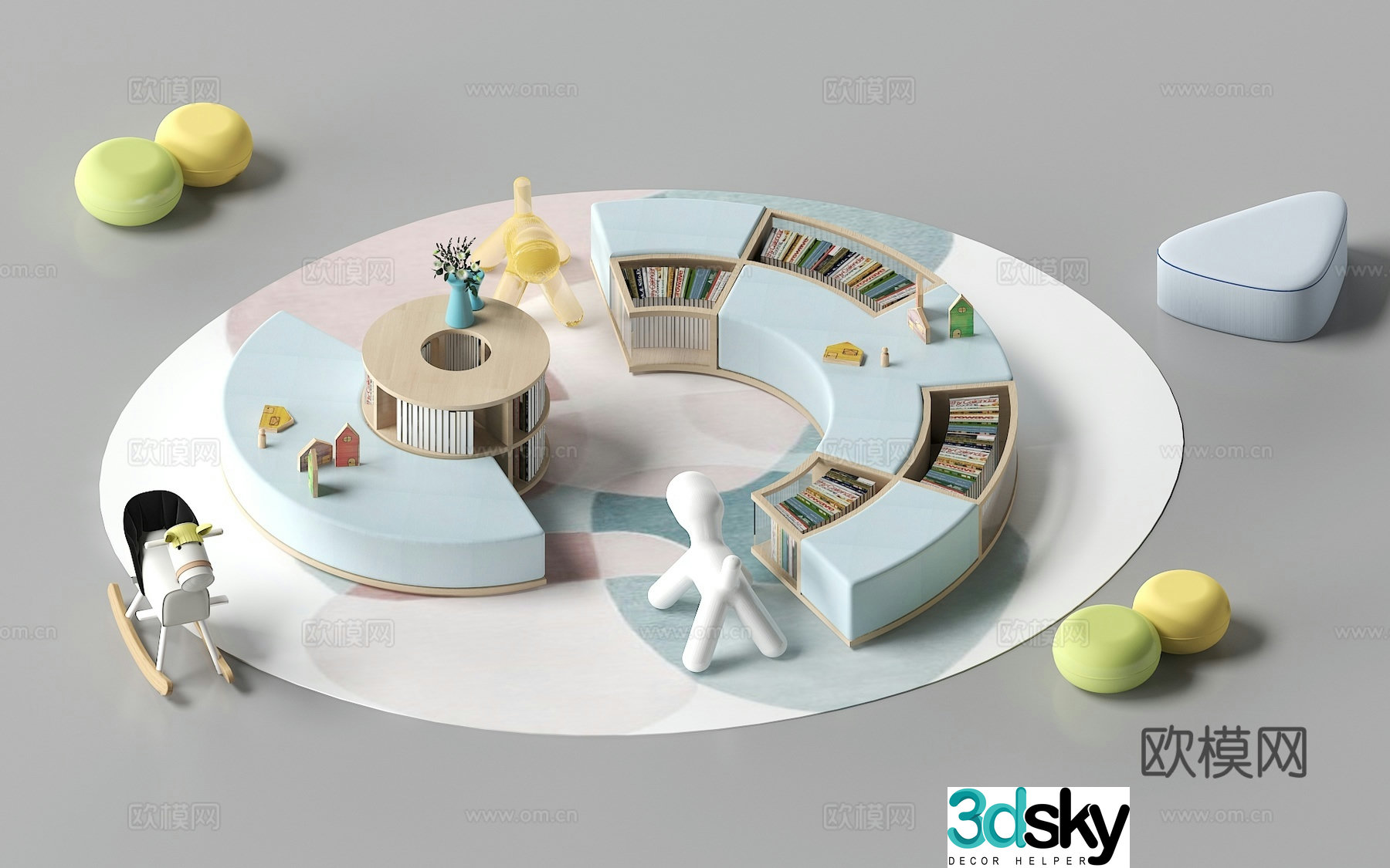 Children’s play facilities book stool leisure bench 3d model
