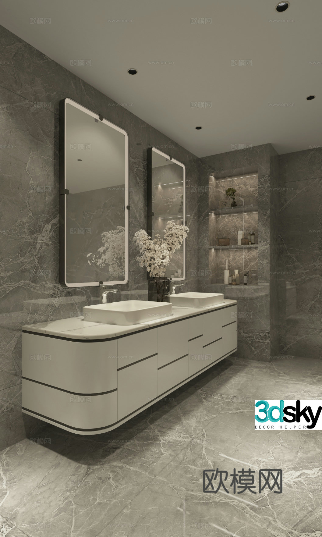 Modern light luxury toilet wash basin wash basin mirror 3d model