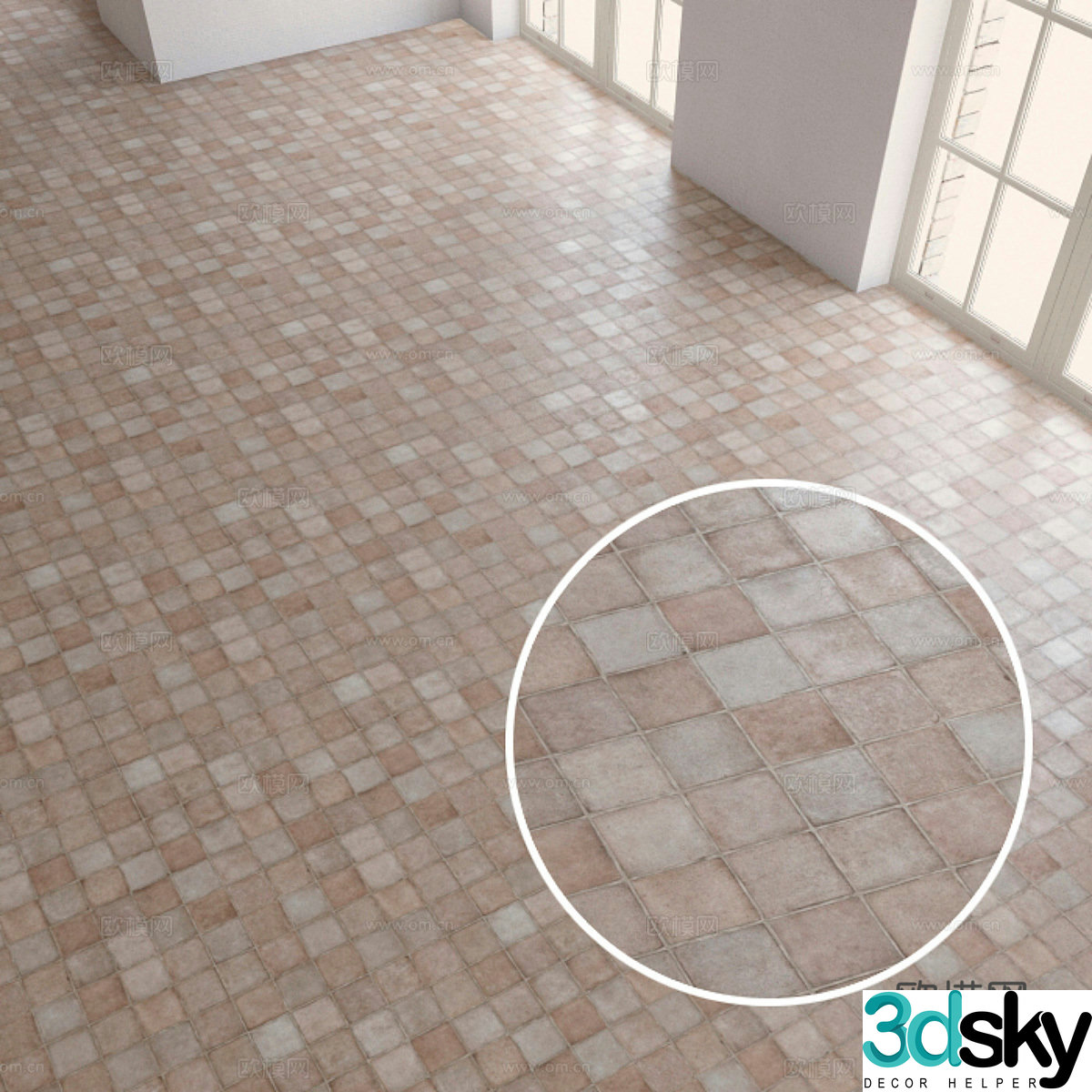 American retro floor tiles 3d model