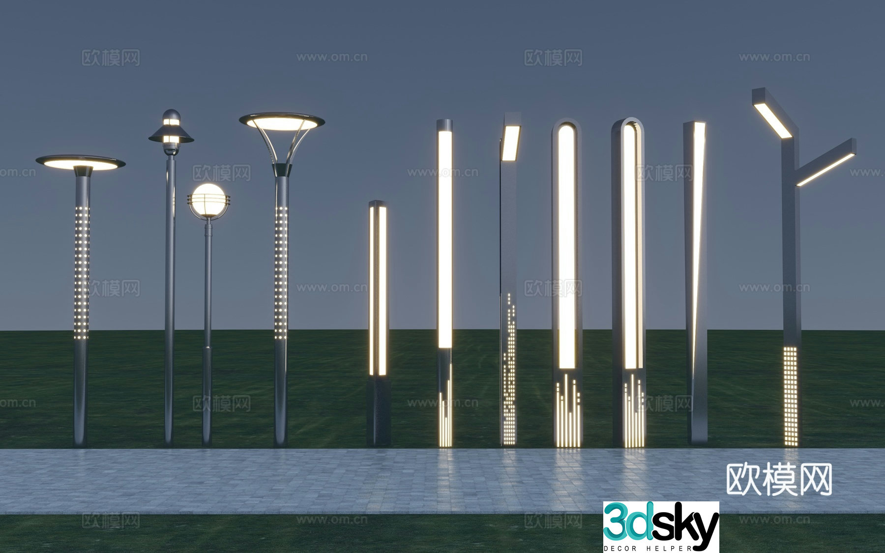 Modern Landscape Street Light Lawn Light 3D Model