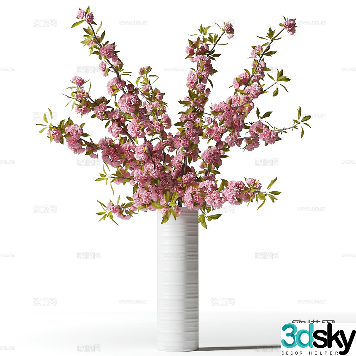 New Chinese vase flower art peach blossom 3d model