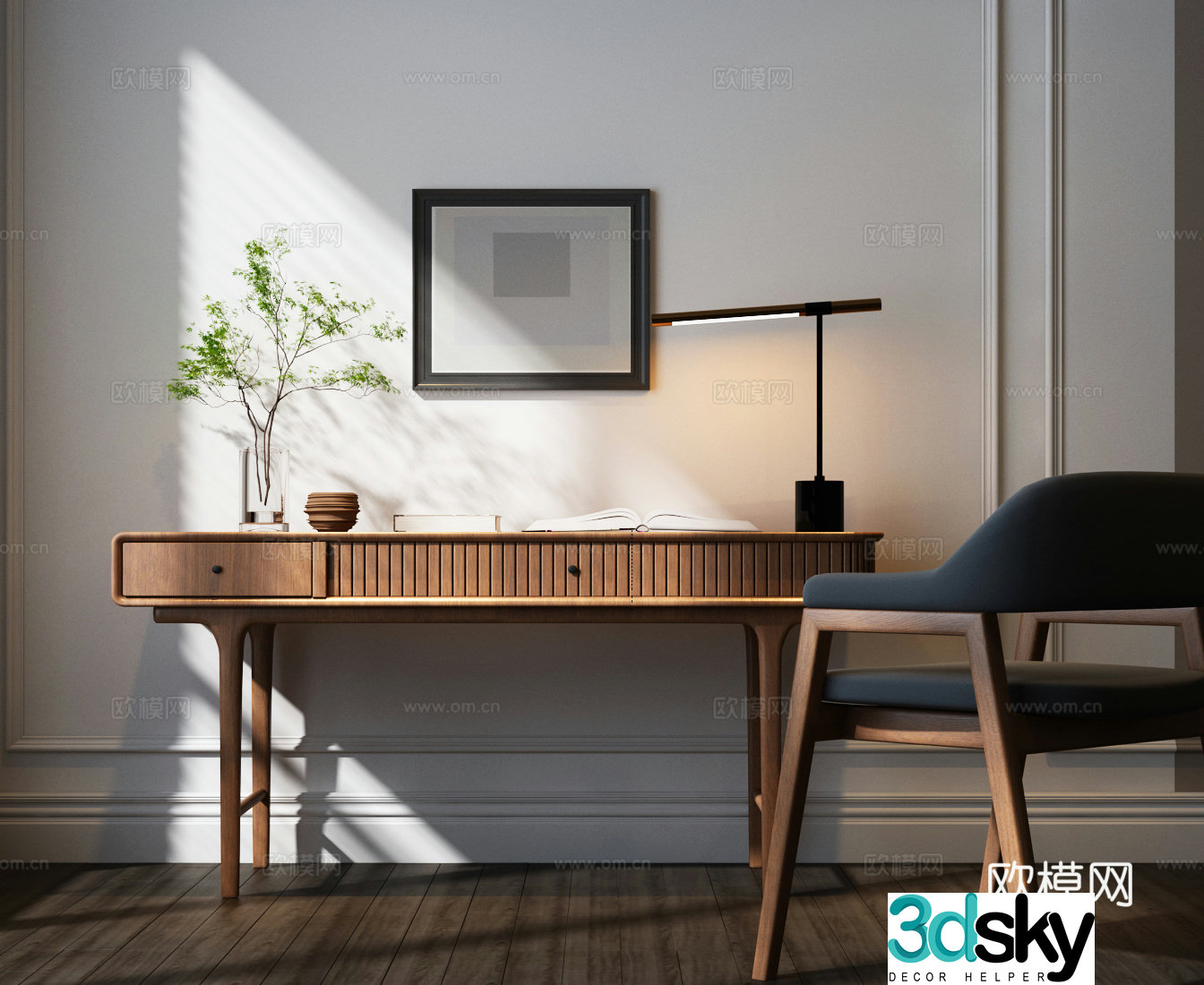 Modern medieval desk and chair Modern desk and chair 3d model