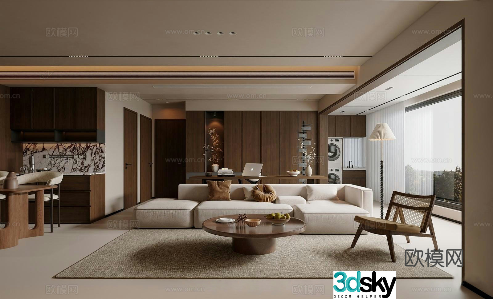 Middle-aged Zen Living Restaurant_Mid-aged Living Restaurant 3D Model