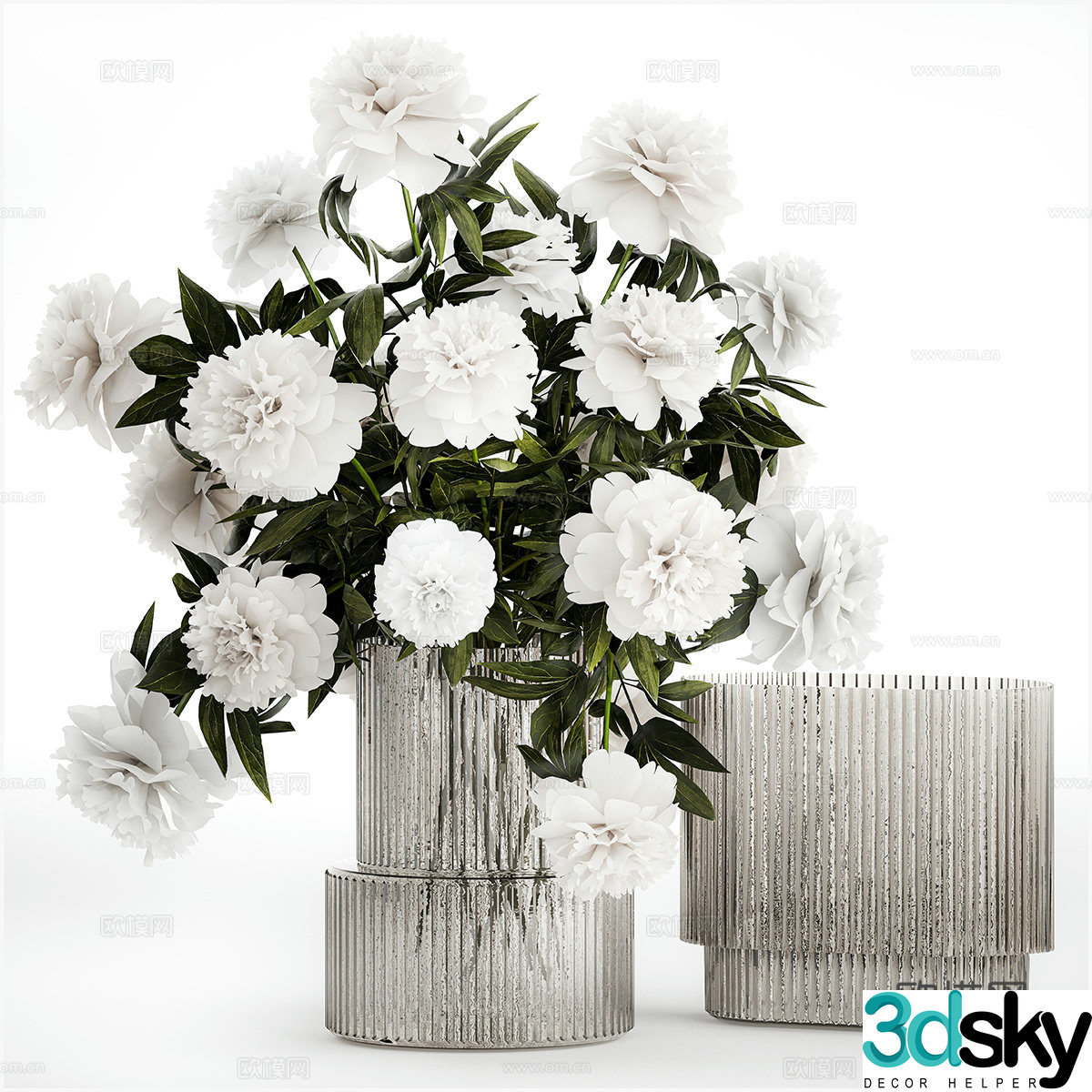 Modern vase flower art 3d model