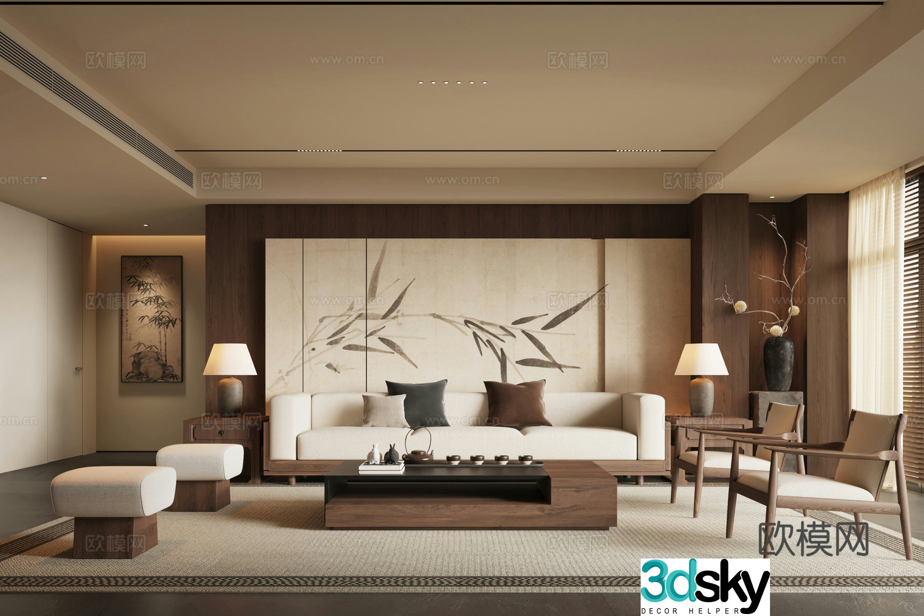 New Chinese Song style living room 3D model