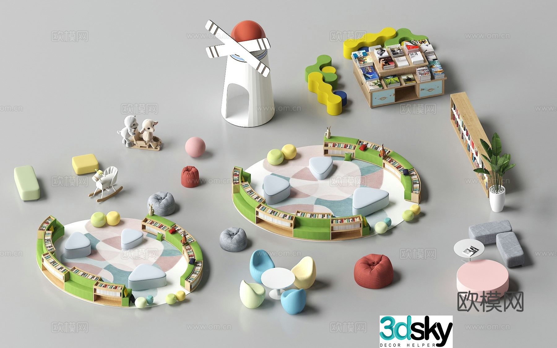 Children’s play facilities book bench 3d model