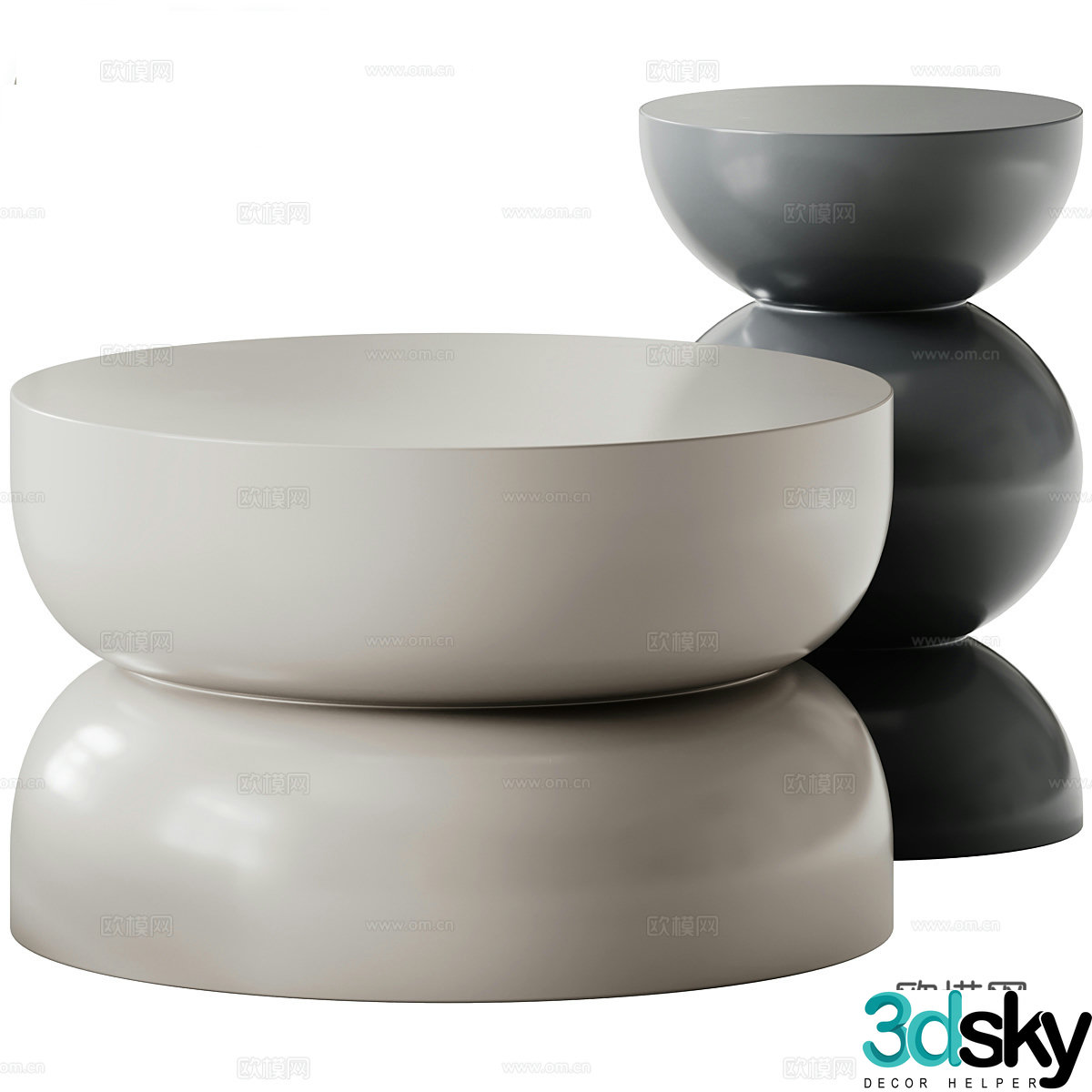 Am Pm Rouva Coffee Table and Side Table 3D Model
