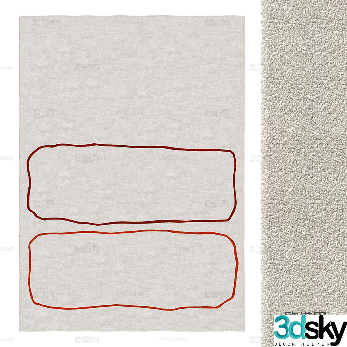 Modern cream style fabric carpet 3d model