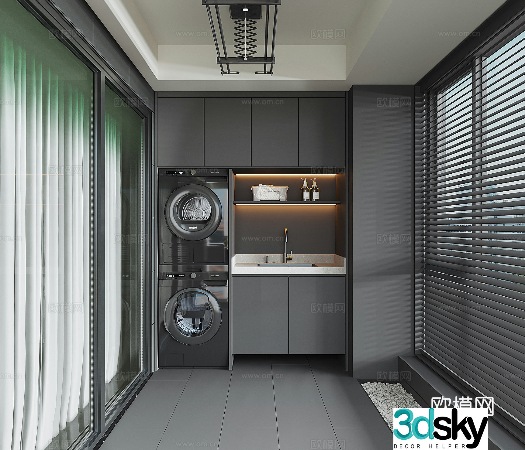 Modern living balcony 3d model