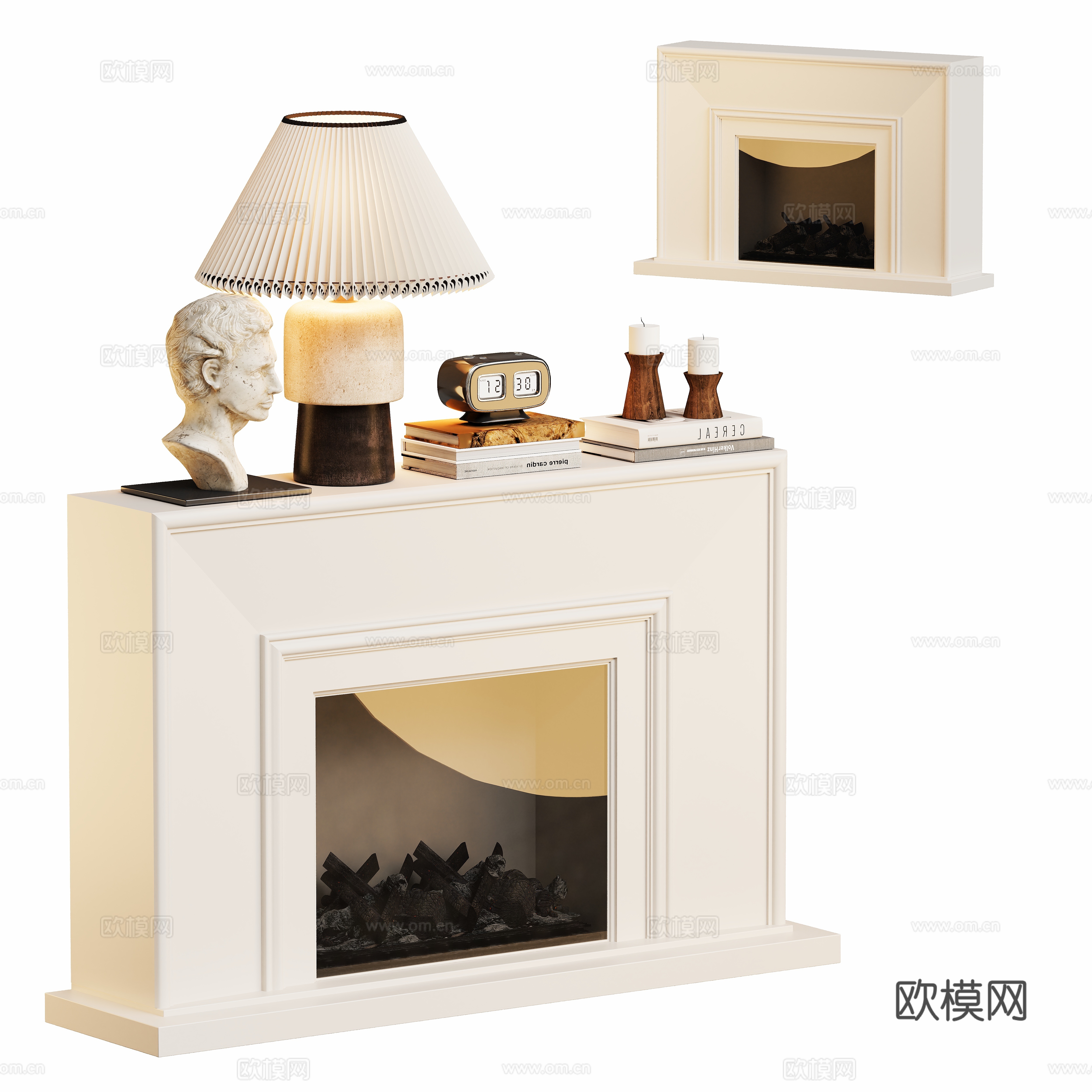 Modern French fireplace decoration ornament 3d model