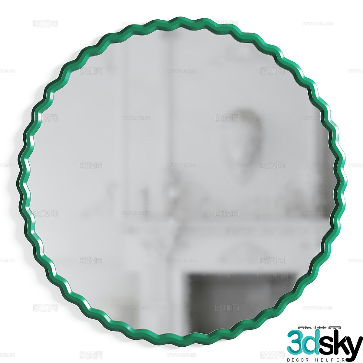 Modern cream style decorative mirror round mirror 3d model