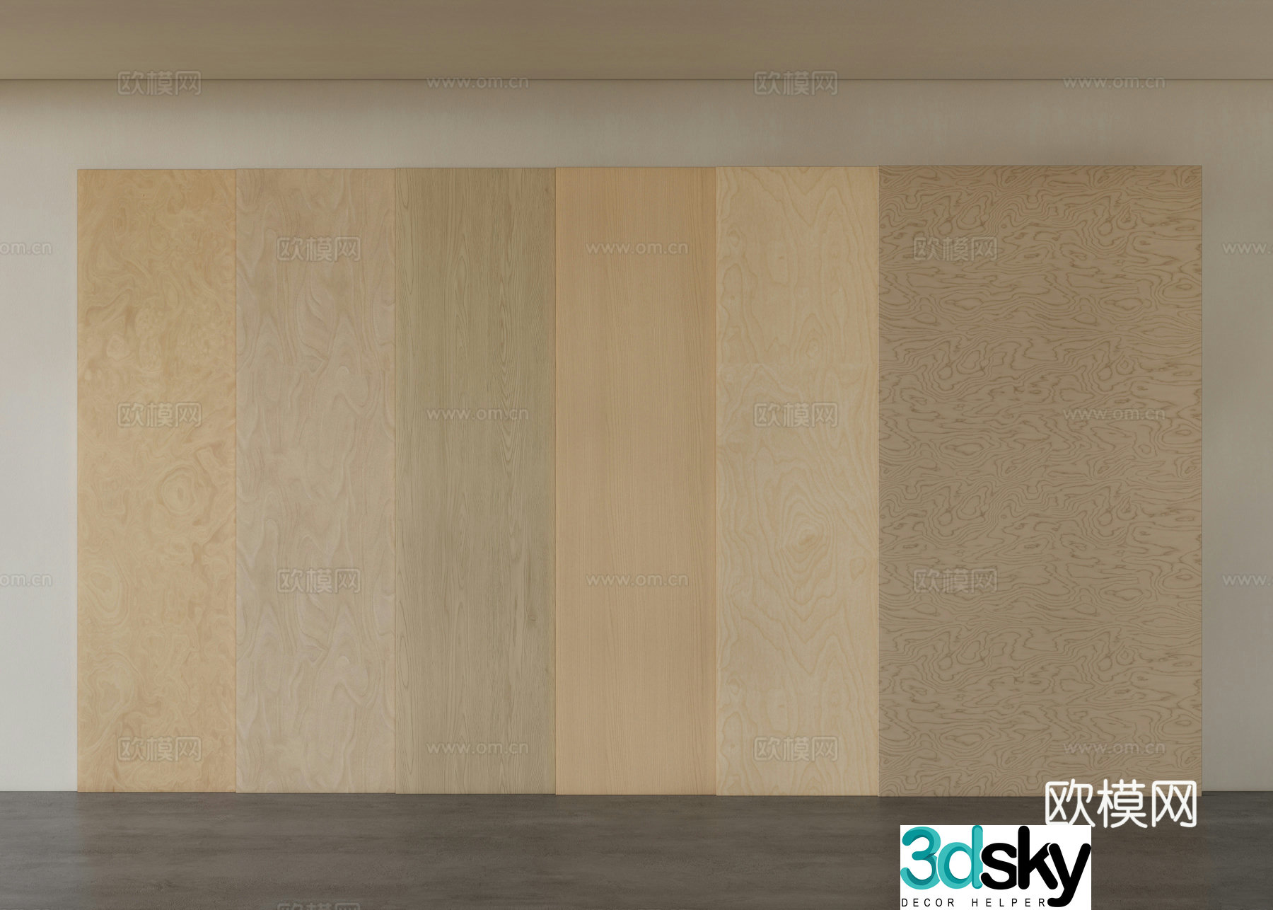 Modern wood veneer Birch board Ocean board 3d model