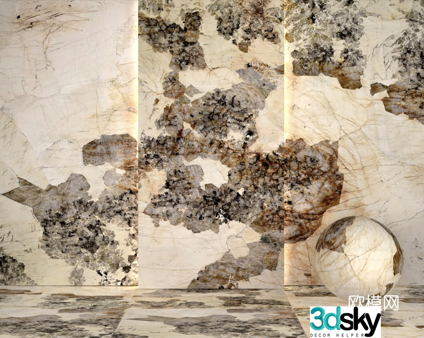 Patagonia quartzite luxury stone marble wall granite 3d model