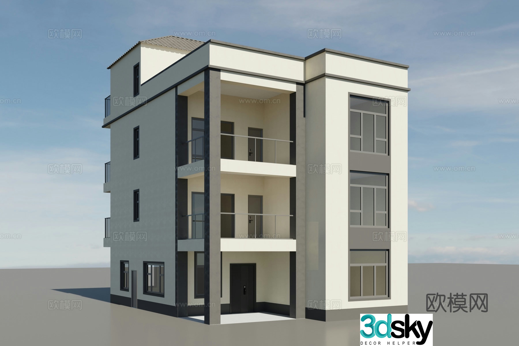 Modern single-family villa villa exterior 3d model