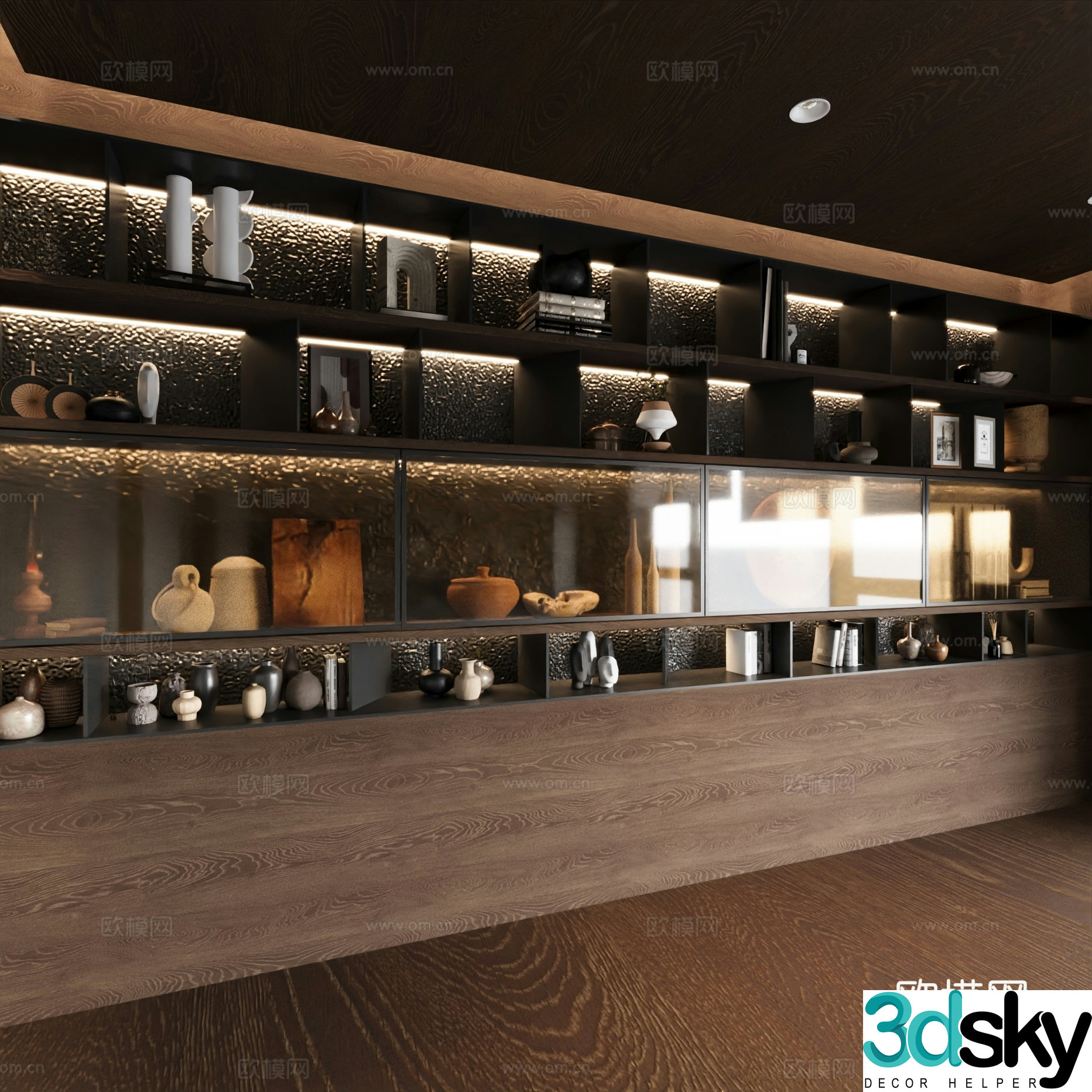 Modern bookcase Decorative cabinet Wall-full bookcase Office bookcase 3D model