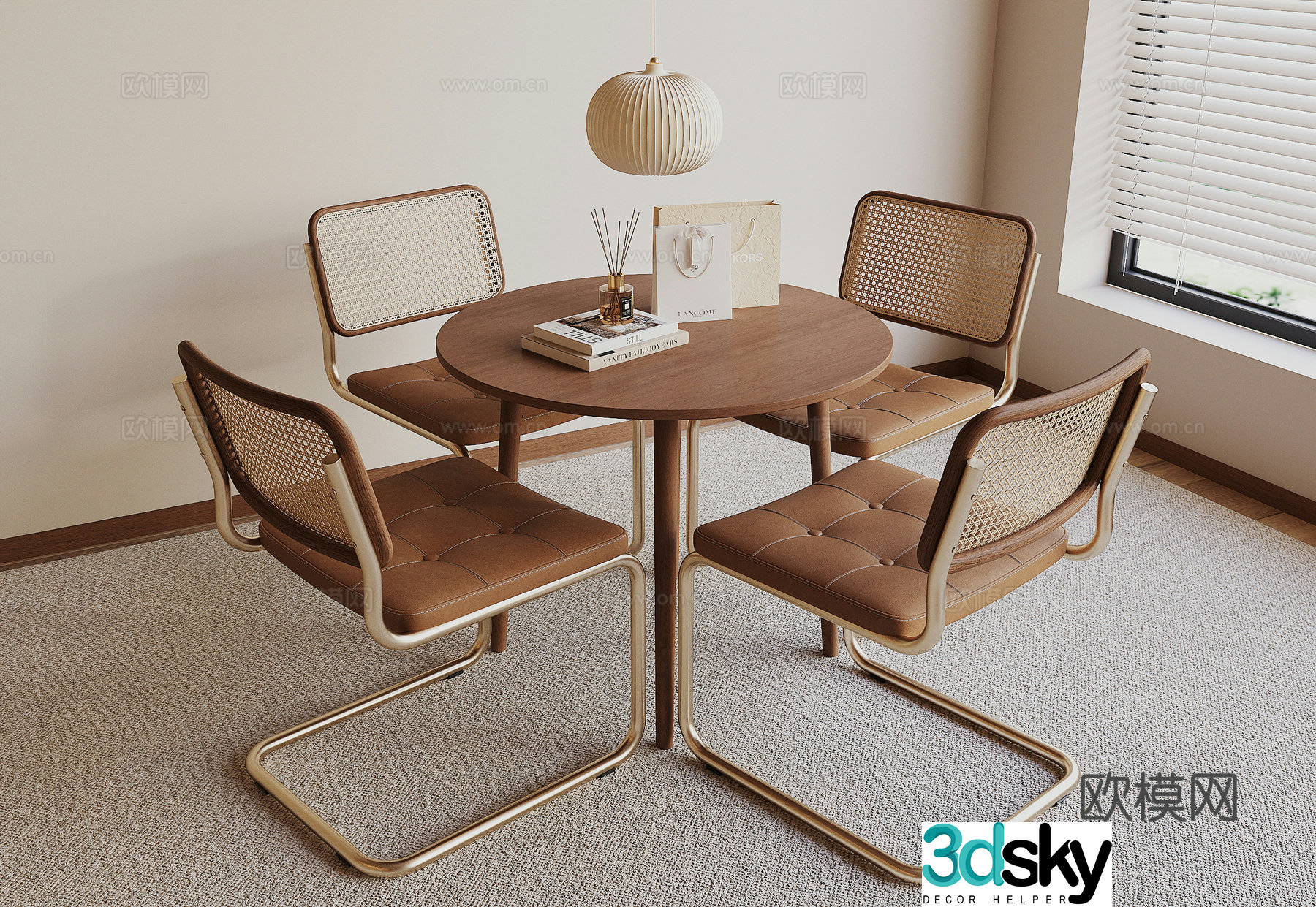 Modern casual table and chair 3d model