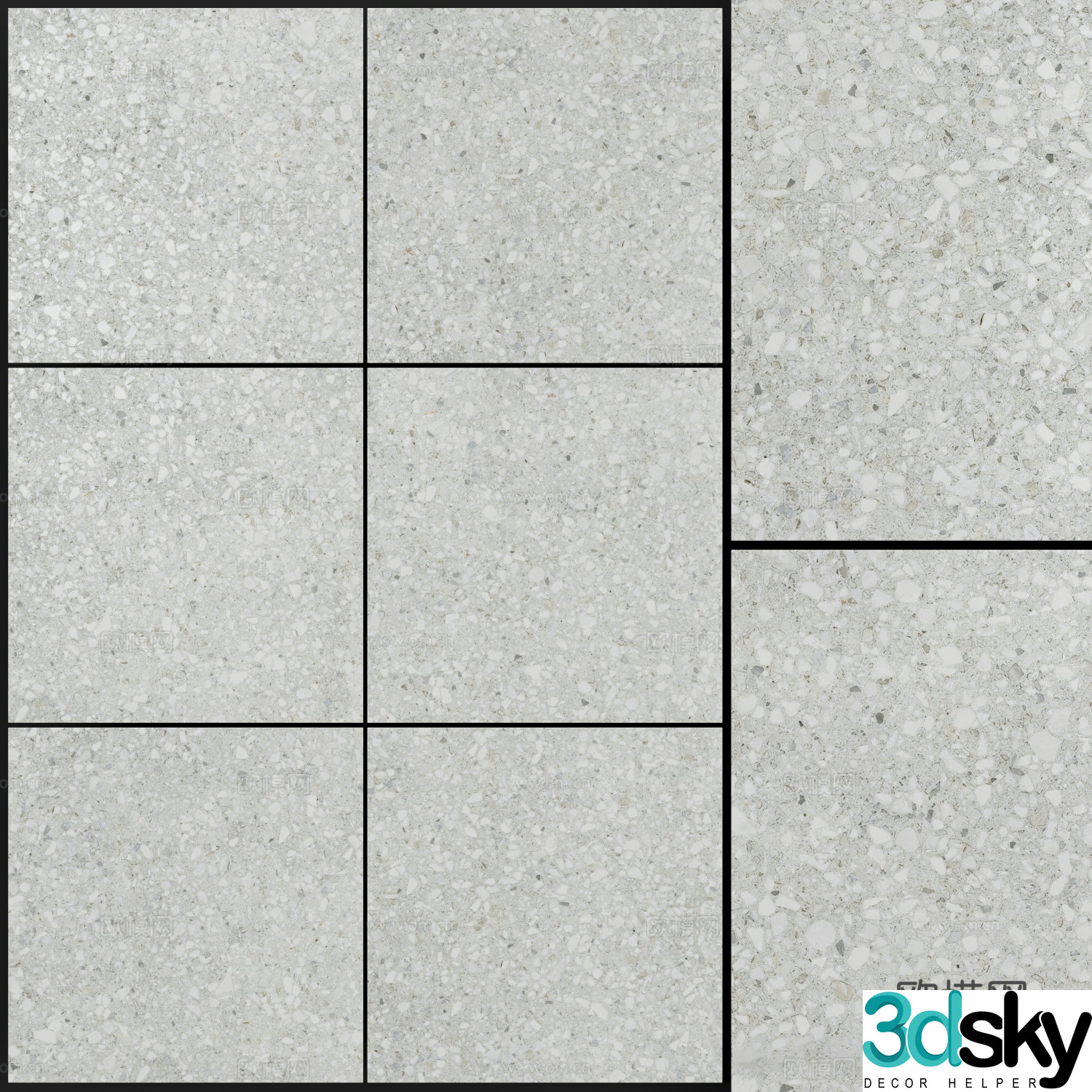 Terrazzo wall tiles gray wall tiles gray floor tiles 3D model