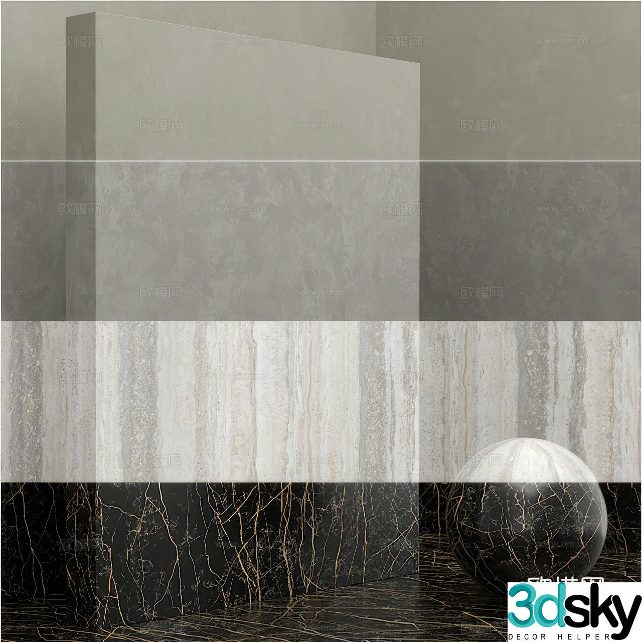 Modern marble wall 3d model