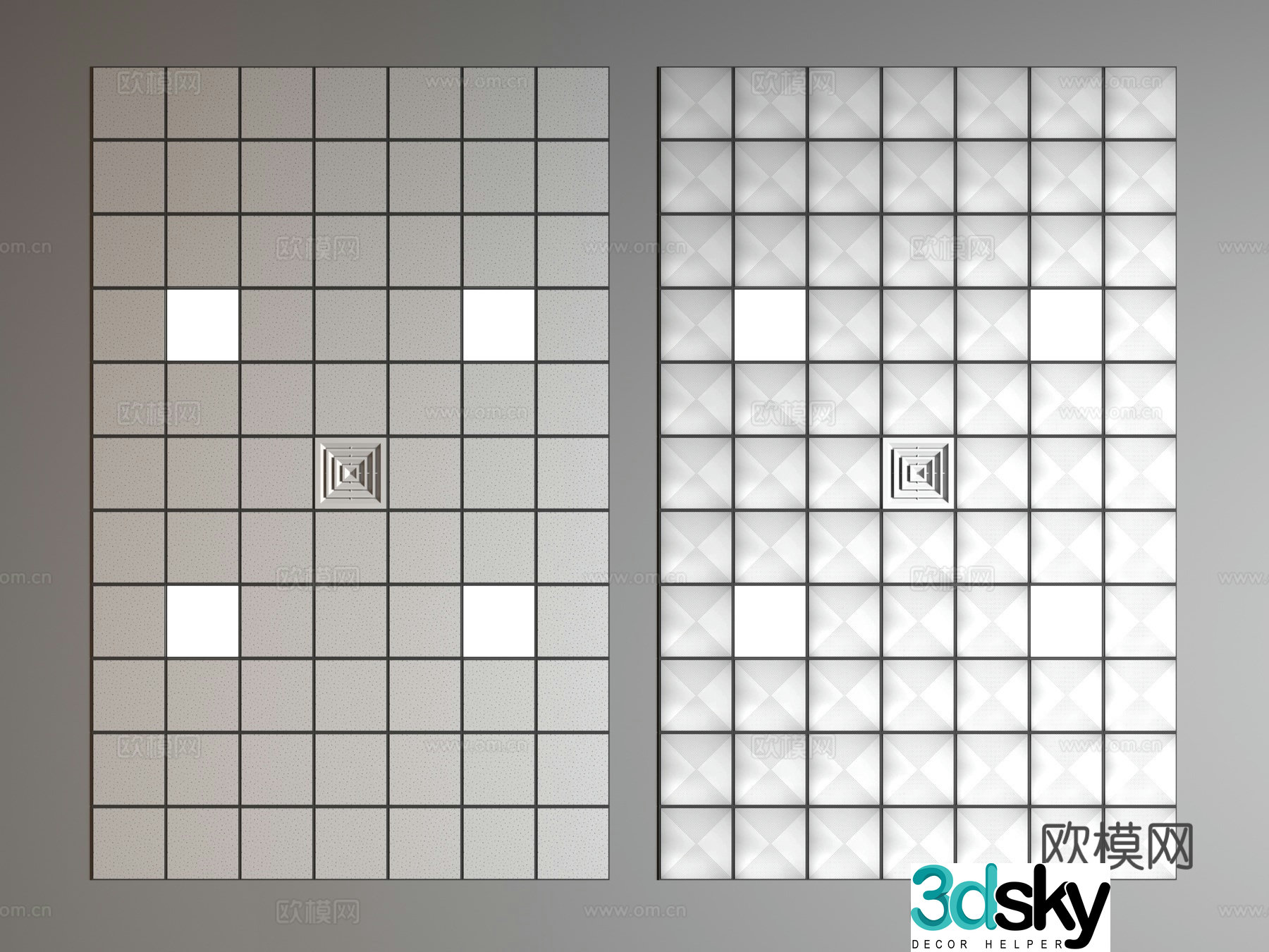 Modern aluminum buckle ceiling 3D model