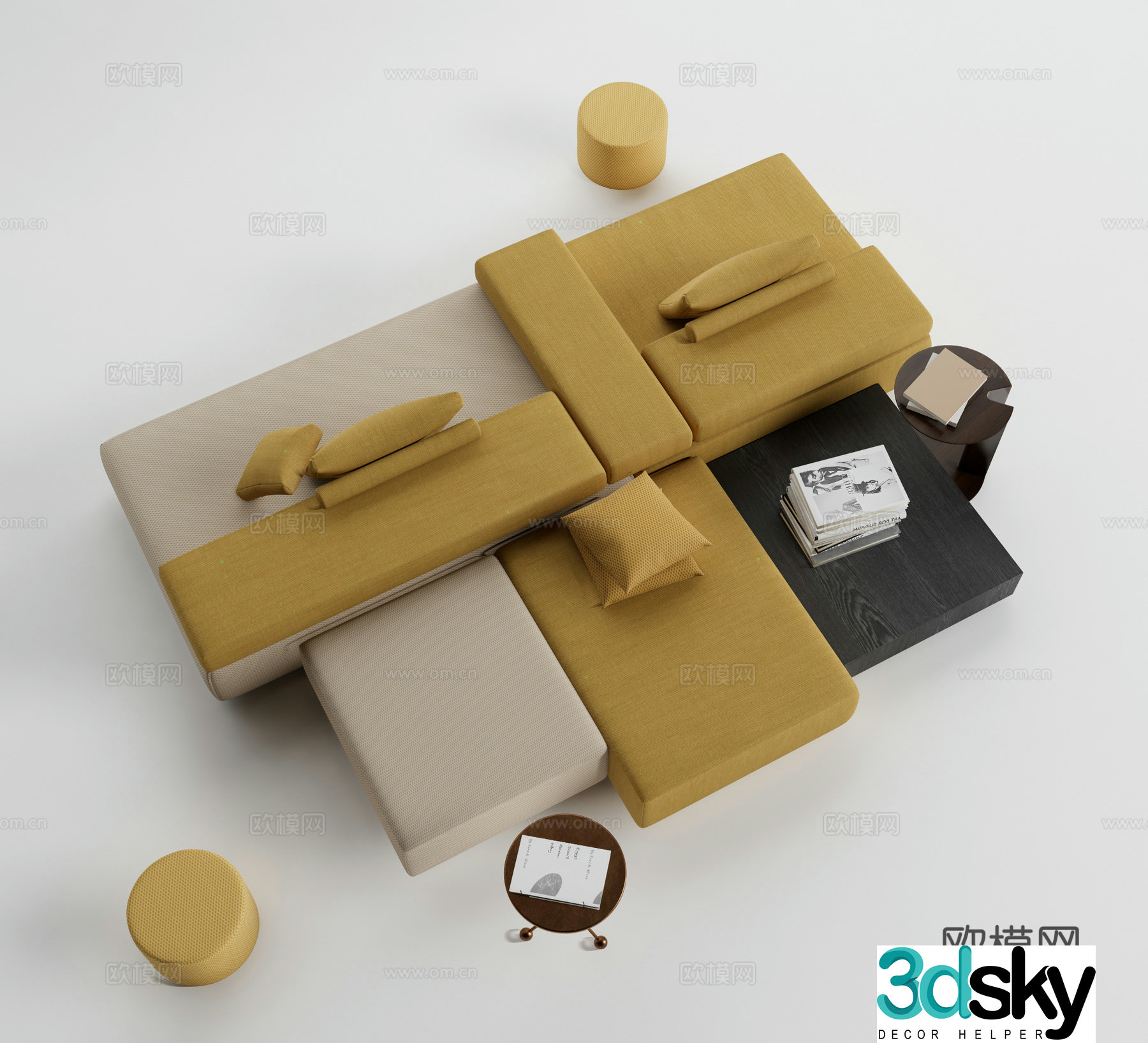 Modern sofa combination Office sofa combination 3d model