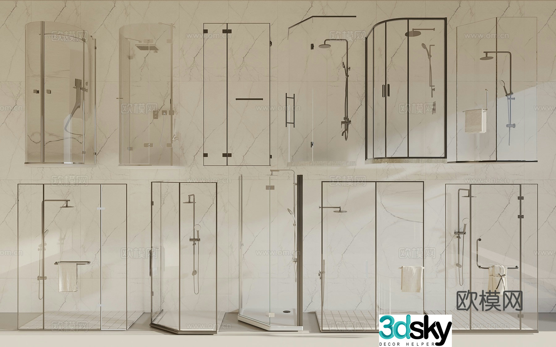 Shower room one-shaped shower room diamond shower room 3D model